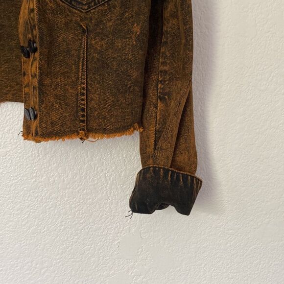 All Saints Pat Black Frayed Denim Jacket Size 2 - Picture 4 of 9